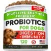 StrellaLab Dog Probiotics Enzymes Prebiotics Fiber Digestive Supplement Bacon Flavor