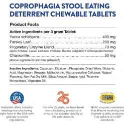 NaturVet Coprophagia Plus Breath Aid Tablets Coprophagia Supplement For Dogs -Pet Wellness 63789 PT7. AC SS1800 V1698693667