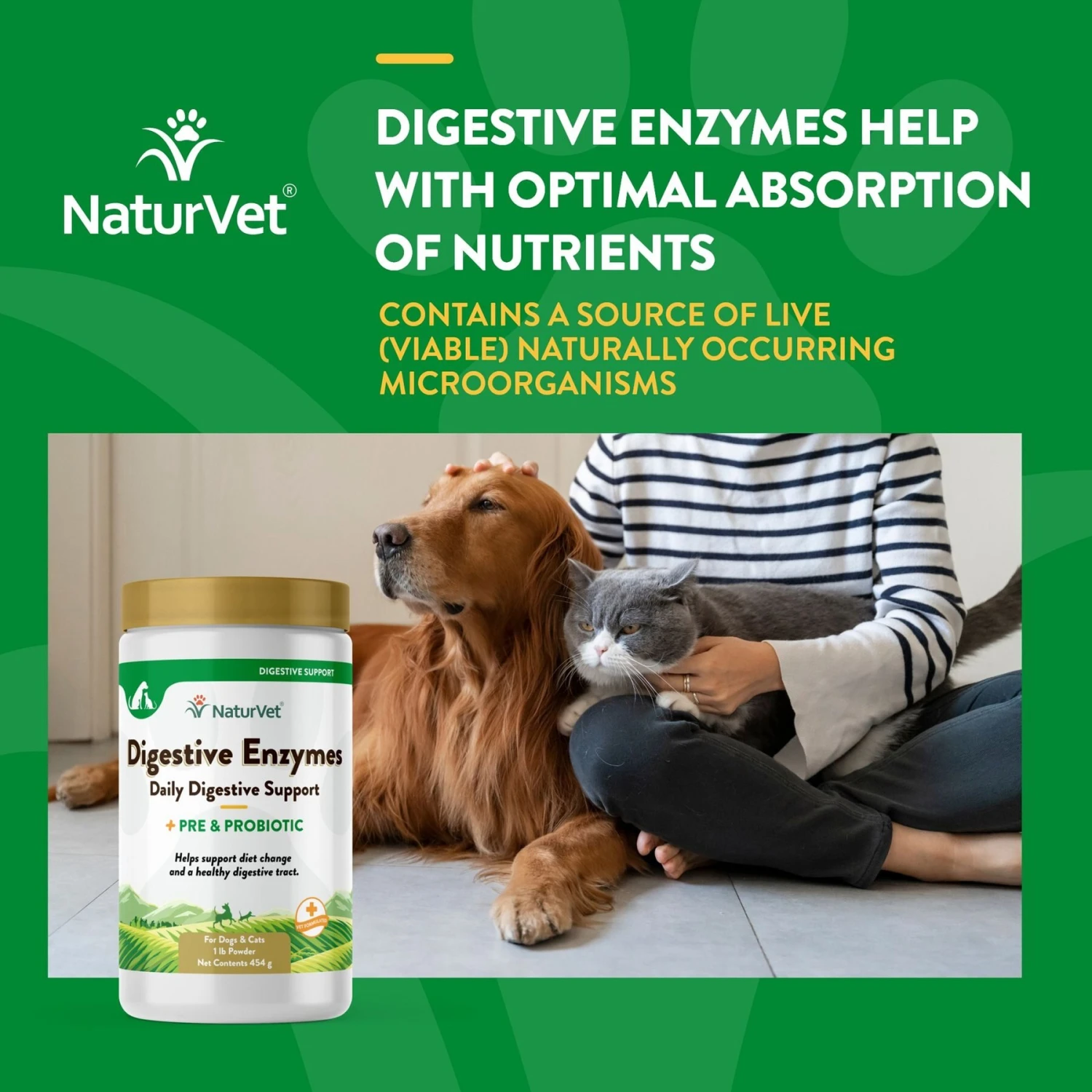 NaturVet Digestive Enzymes Plus Probiotic Powder Digestive Supplement For Cats & Dogs 4 NaturVet Digestive Enzymes Plus Probiotic Powder Digestive Supplement For Cats & Dogs - Image 4