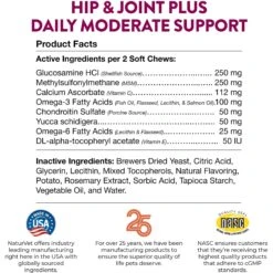 NaturVet Hip & Joint Plus Omegas Soft Chews Joint Supplement For Cats & Dogs -Pet Wellness 63805 PT7. AC SS1800 V1698697411