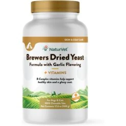 NaturVet Brewer's Dried Yeast With Garlic Chewable Tablets Skin & Coat Supplement For Cats & Dogs