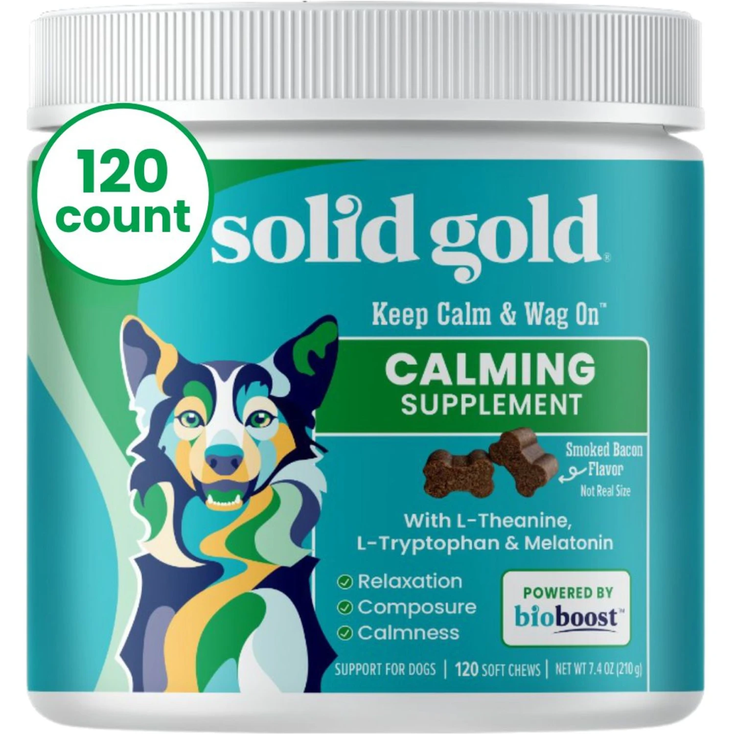 Solid Gold Keep Calm & Wag On Calming Aid Chew Supplement For Dogs, 120 Count 1 Solid Gold Keep Calm & Wag On Calming Aid Chew Supplement For Dogs, 120 Count