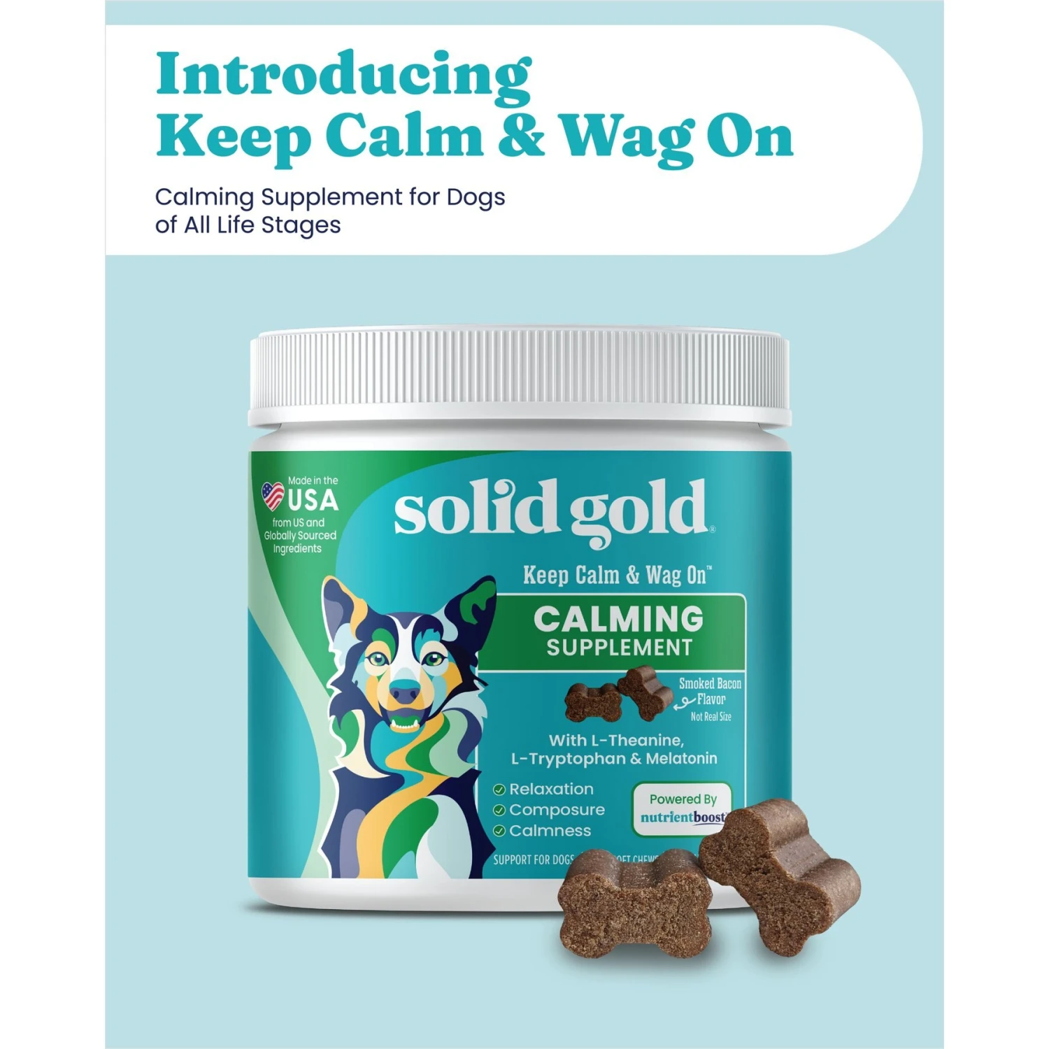 Solid Gold Keep Calm & Wag On Calming Aid Chew Supplement For Dogs, 120 Count 4 Solid Gold Keep Calm & Wag On Calming Aid Chew Supplement For Dogs, 120 Count - Image 4