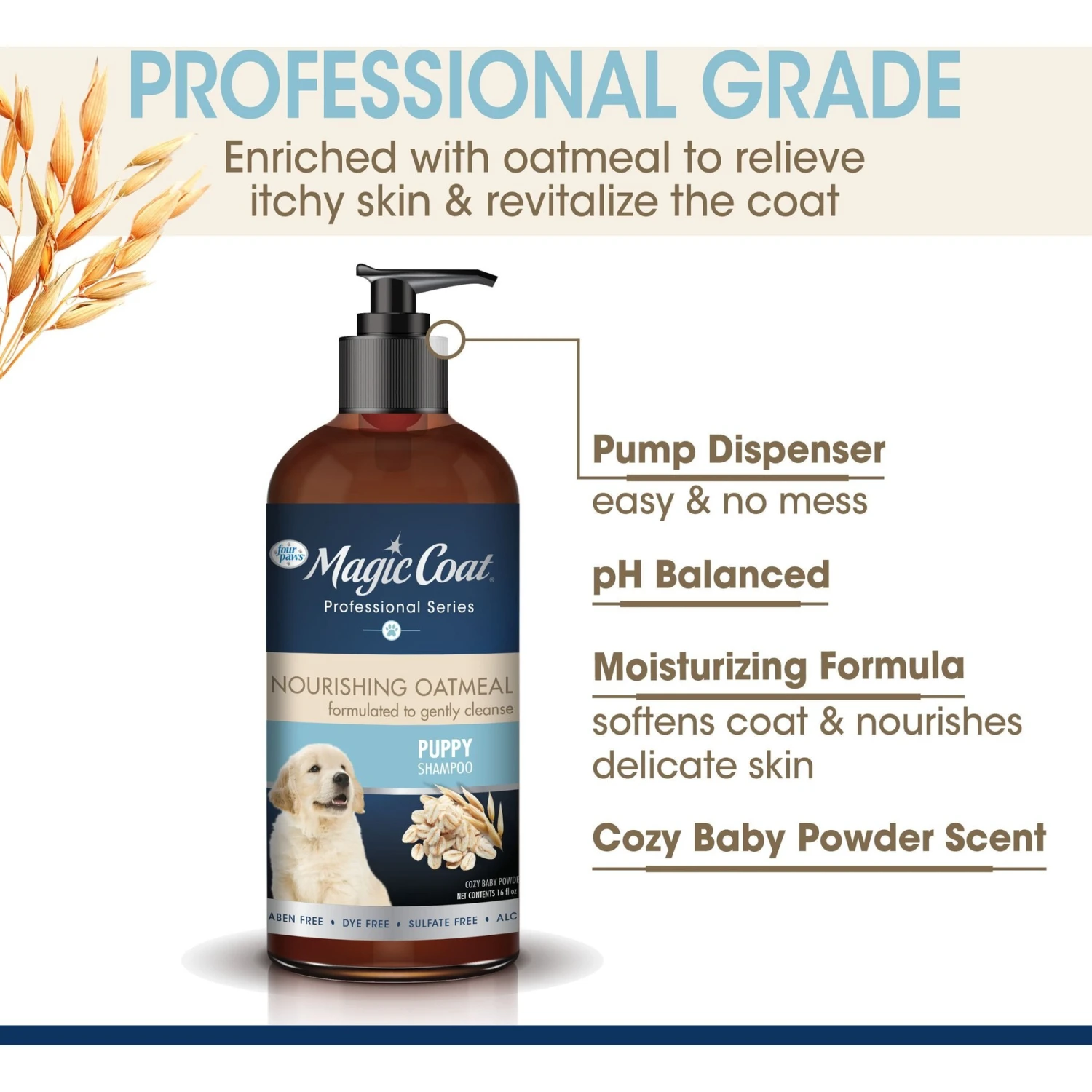 Four Paws Magic Coat Professional Series Nourishing Oatmeal Puppy Shampoo, 16-oz Bag 3 Four Paws Magic Coat Professional Series Nourishing Oatmeal Puppy Shampoo, 16-oz Bag - Image 3