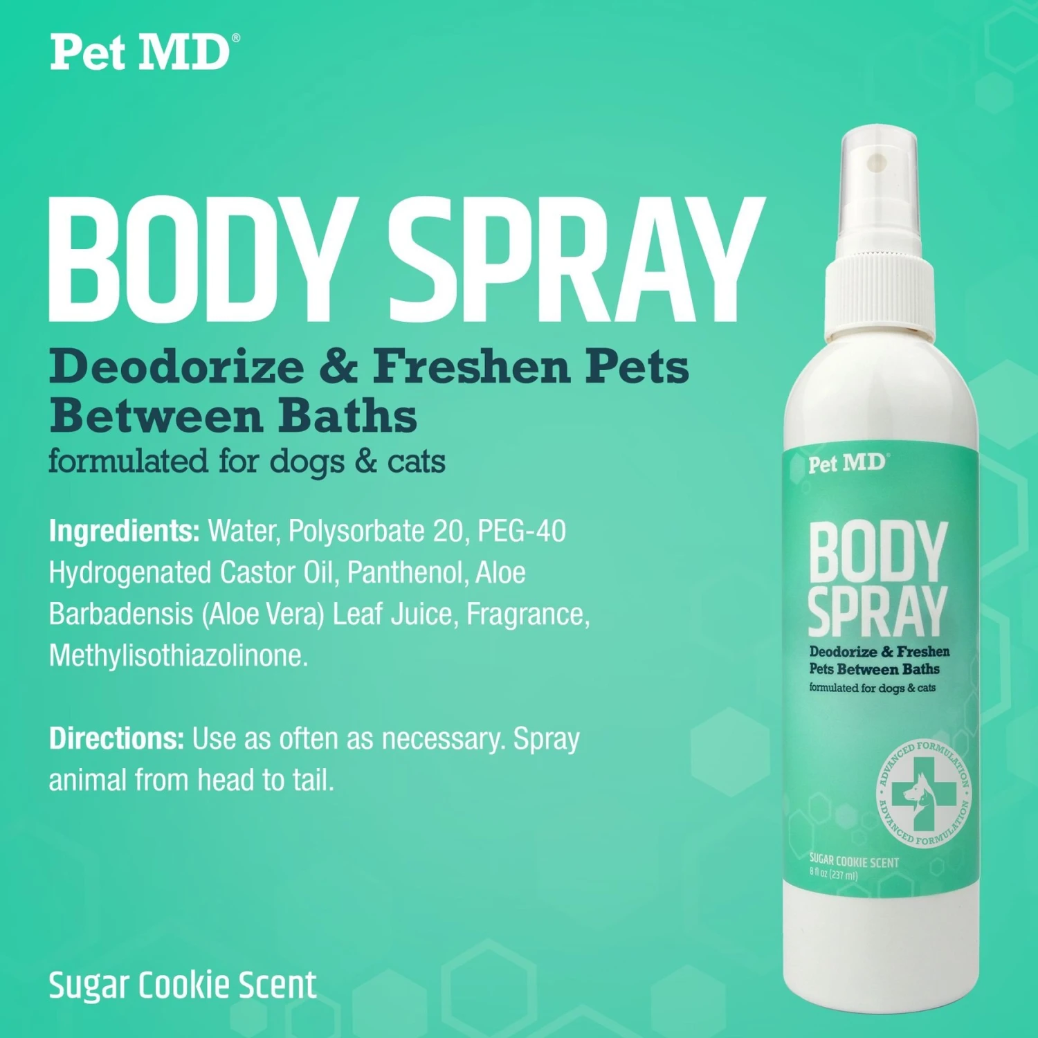 Pet MD Deodorizing Sugar Cookie Cat & Dog Body Spray, 8-oz Bottle 2 Pet MD Deodorizing Sugar Cookie Cat & Dog Body Spray, 8-oz Bottle - Image 2