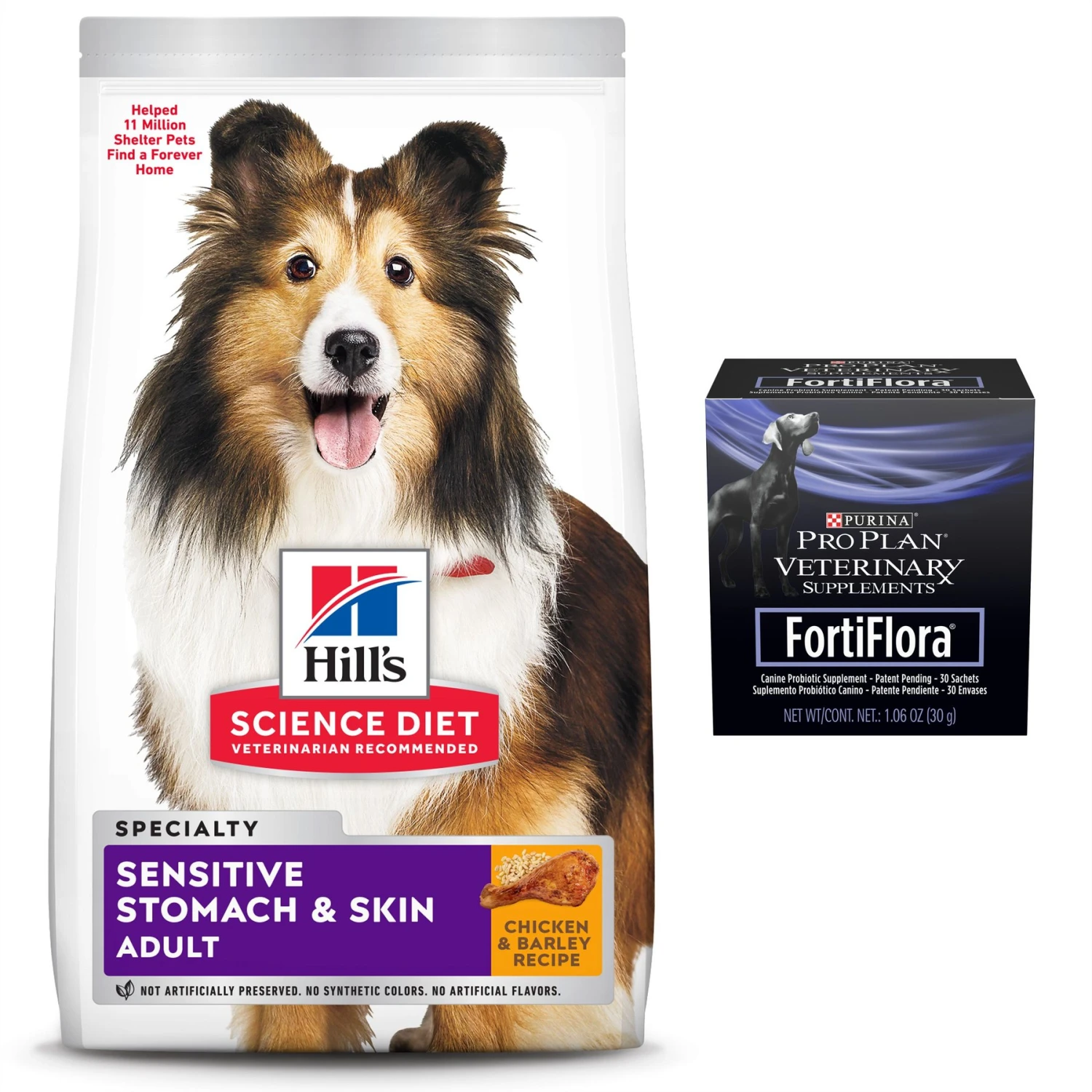 Hill's Science Diet Adult Sensitive Stomach & Sensitive Skin Chicken Recipe Dry Dog Food & Purina Pro Plan Veterinary Diets FortiFlora Powder Digestive Supplement For Dogs 1 Hill's Science Diet Adult Sensitive Stomach & Sensitive Skin Chicken Recipe Dry Dog Food & Purina Pro Plan Veterinary Diets FortiFlora Powder Digestive Supplement For Dogs
