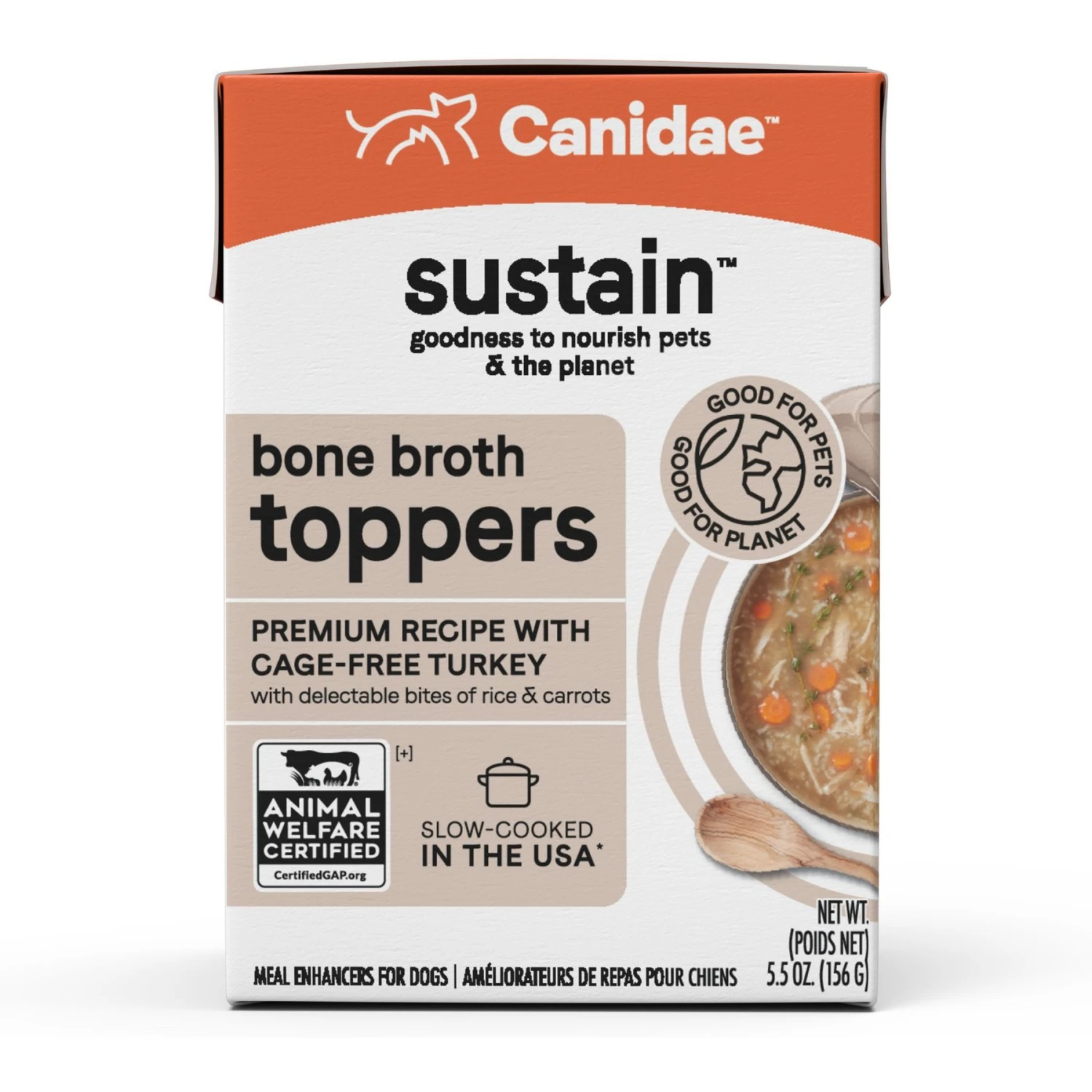 CANIDAE Sustain Bone Broth Toppers Premium Recipe With Cage-Free Turkey Dog Food Topper, 5.5-oz, Case Of 12 1 CANIDAE Sustain Bone Broth Toppers Premium Recipe With Cage-Free Turkey Dog Food Topper, 5.5-oz, Case Of 12
