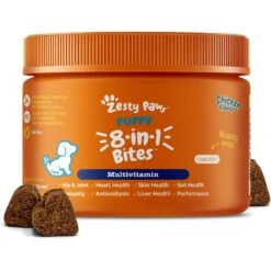Zesty Paws Puppy 8-in-1 Chicken Flavor Soft Chews Multivitamin Supplement For Dogs & Zesty Paws Wild Alaskan Salmon Oil Liquid Skin & Coat Supplement For Dogs & Cats -Pet Wellness 662790 PT5. AC SS1800 V1701878416