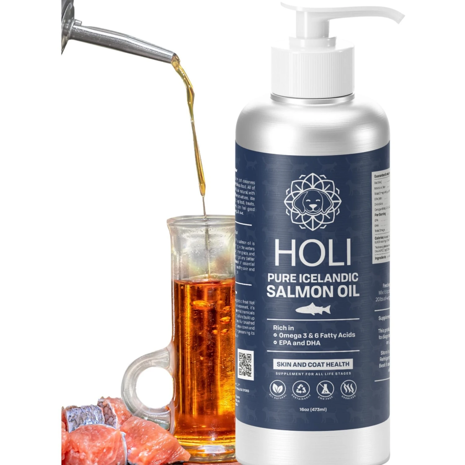 HOLI Pure Icelandic Salmon Oil Skin & Coat Health Dog Supplement 1 HOLI Pure Icelandic Salmon Oil Skin & Coat Health Dog Supplement