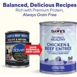 Dave's Pet Food Naturally Healthy Liver & Beef Recipe Canned Dog Food -Pet Wellness 66598 PT6. AC SS1800 V1516739748
