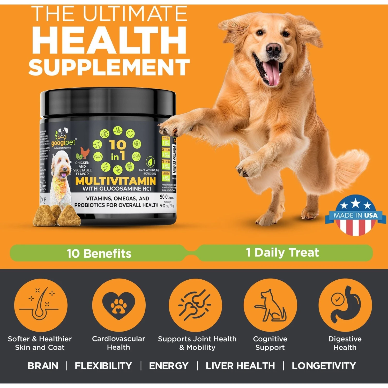 Googipet 10-in-1 Multivitamin Chicken & Vegetable Flavored Soft Chew Supplement For Dogs, 90 Count 2 Googipet 10-in-1 Multivitamin Chicken & Vegetable Flavored Soft Chew Supplement For Dogs, 90 Count - Image 2