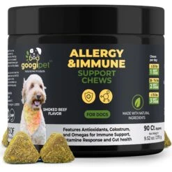 Googipet Allergy Relief Smoked Beef Flavored Chew Supplement For Dogs, 90 Count