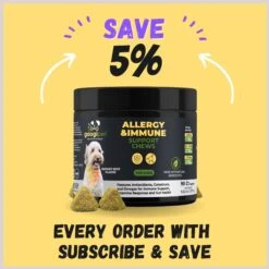 Googipet Allergy Relief Smoked Beef Flavored Chew Supplement For Dogs, 90 Count -Pet Wellness 685542 PT6. AC SS1800 V1695832222