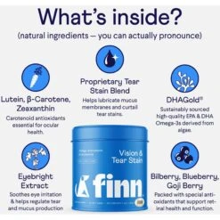 Finn Vision & Tear Stain Soft Chew Supplement For Dogs, 90 Count -Pet Wellness 687606 PT4. AC SS1800 V1666652461