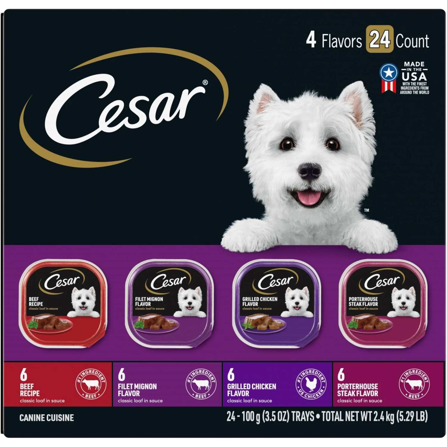 Cesar Classic Loaf In Sauce Beef Recipe, Filet Mignon, Grilled Chicken & Porterhouse Steak Flavors Variety Pack Grain-Free Small Breed Adult Wet Dog Food Trays & Cesar Filet Mignon Flavor & Spring Vegetables Garnish Small Breed Dry Dog Food 2 Cesar Classic Loaf In Sauce Beef Recipe, Filet Mignon, Grilled Chicken & Porterhouse Steak Flavors Variety Pack Grain-Free Small Breed Adult Wet Dog Food Trays & Cesar Filet Mignon Flavor & Spring Vegetables Garnish Small Breed Dry Dog Food - Image 2