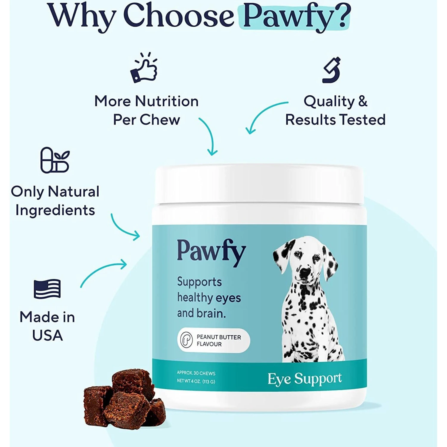 Pawfy Eye Support Peanut Butter Flavor Supplement For Dogs 5 Pawfy Eye Support Peanut Butter Flavor Supplement For Dogs - Image 5