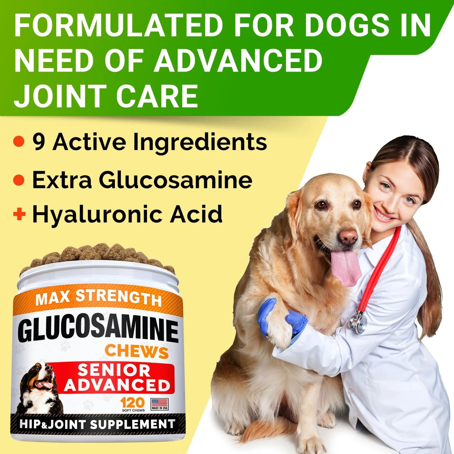 StrellaLab Senior Advanced Glucosamine Omega-3 Bacon Flavored Soft Chew Hip & Joint Supplement For Dogs 3 StrellaLab Senior Advanced Glucosamine Omega-3 Bacon Flavored Soft Chew Hip & Joint Supplement For Dogs - Image 3