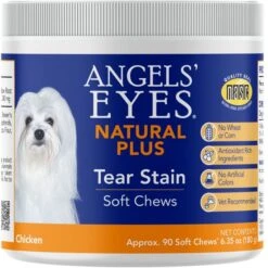 Angels' Eyes Natural Plus Chicken Flavored Soft Chews Tear Stain Supplement For Dogs & Cats, 6.35-oz Bag, 90 Count