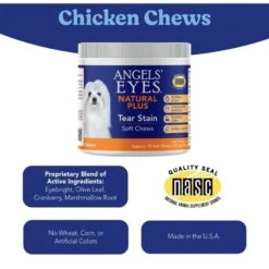 Angels' Eyes Natural Plus Chicken Flavored Soft Chews Tear Stain Supplement For Dogs & Cats, 6.35-oz Bag, 90 Count -Pet Wellness 692598 PT4. AC SS1800 V1667342834