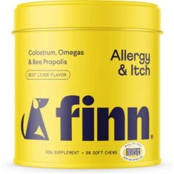 Finn Allergy & Itch Beef Liver Flavored Soft Chew Allergy Supplement For Dogs, 90 Count & Finn Digestive Prebiotic & Probiotic Supplement For Dogs, 90 Count -Pet Wellness 692654 PT1. AC SS1800 V1668024048