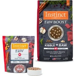Instinct Raw Boost Grain-Free Recipe With Real Beef & Freeze-Dried Raw Pieces Dry Dog Food & Instinct Frozen Raw Bites Grain-Free Real Beef Recipe Dog Food