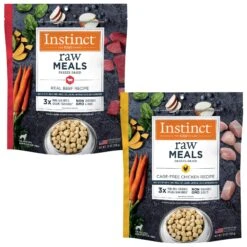 Instinct Freeze-Dried Raw Meals Real Beef Recipe Grain-Free Dog Food & Instinct Freeze-Dried Raw Meals Cage-Free Chicken Recipe Grain-Free Dog Food