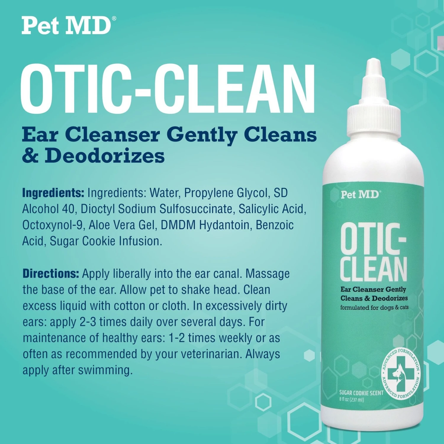 Pet MD Otic-Clean With Sugar Cookie Scent Dog & Cat Supplement, 8-oz Bottle 2 Pet MD Otic-Clean With Sugar Cookie Scent Dog & Cat Supplement, 8-oz Bottle - Image 2