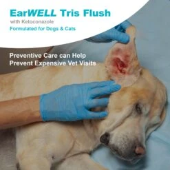 VetWELL Tris Flush Dog & Cat Ear Cleaner Solution & Infection Treatment, 12-oz Bottle -Pet Wellness 696790 PT3. AC SS1800 V1669180090