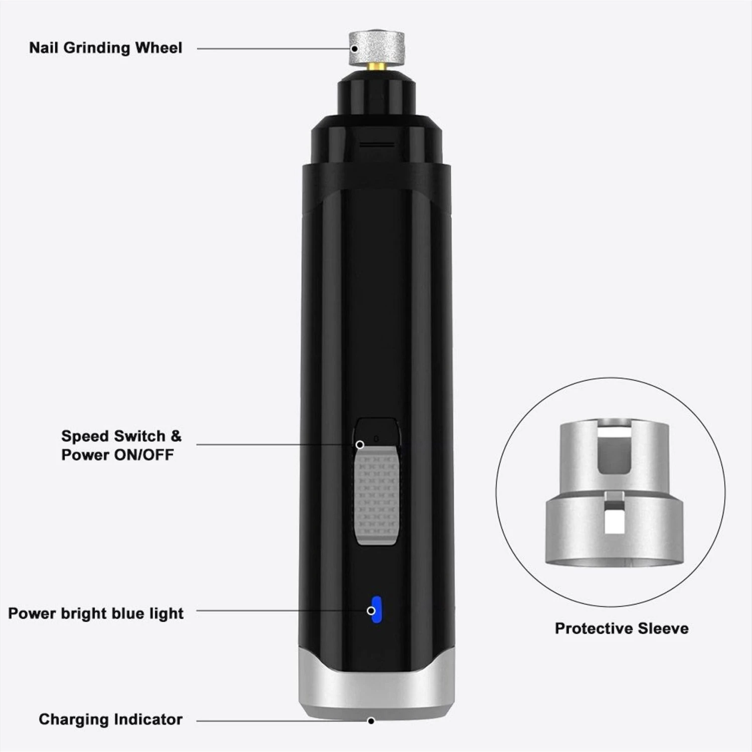 PATPET Steel Grit Dog & Cat Nail Grinder, Black 4 PATPET Steel Grit Dog & Cat Nail Grinder, Black - Image 4