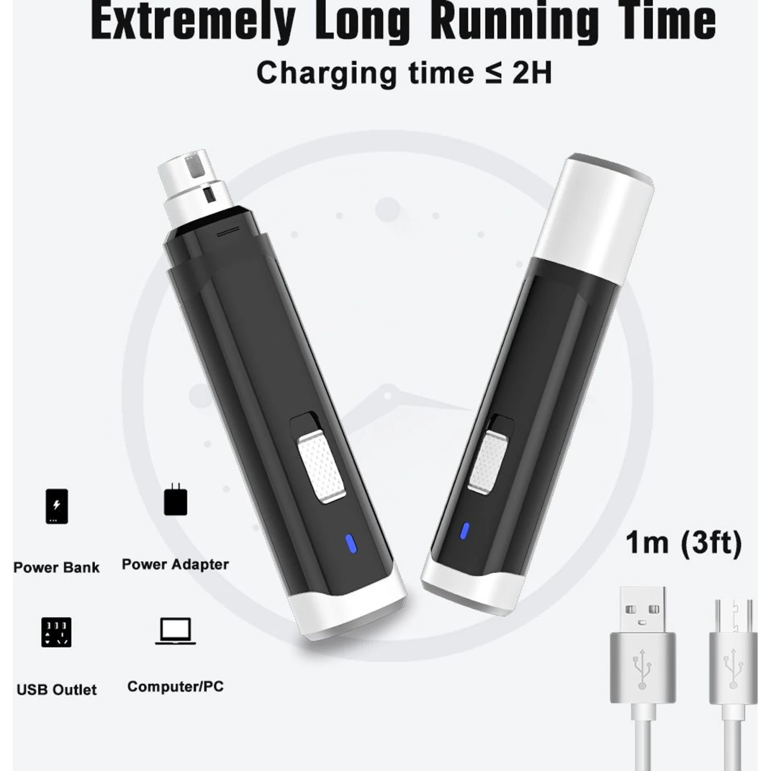 PATPET Steel Grit Dog & Cat Nail Grinder, Black 6 PATPET Steel Grit Dog & Cat Nail Grinder, Black - Image 6