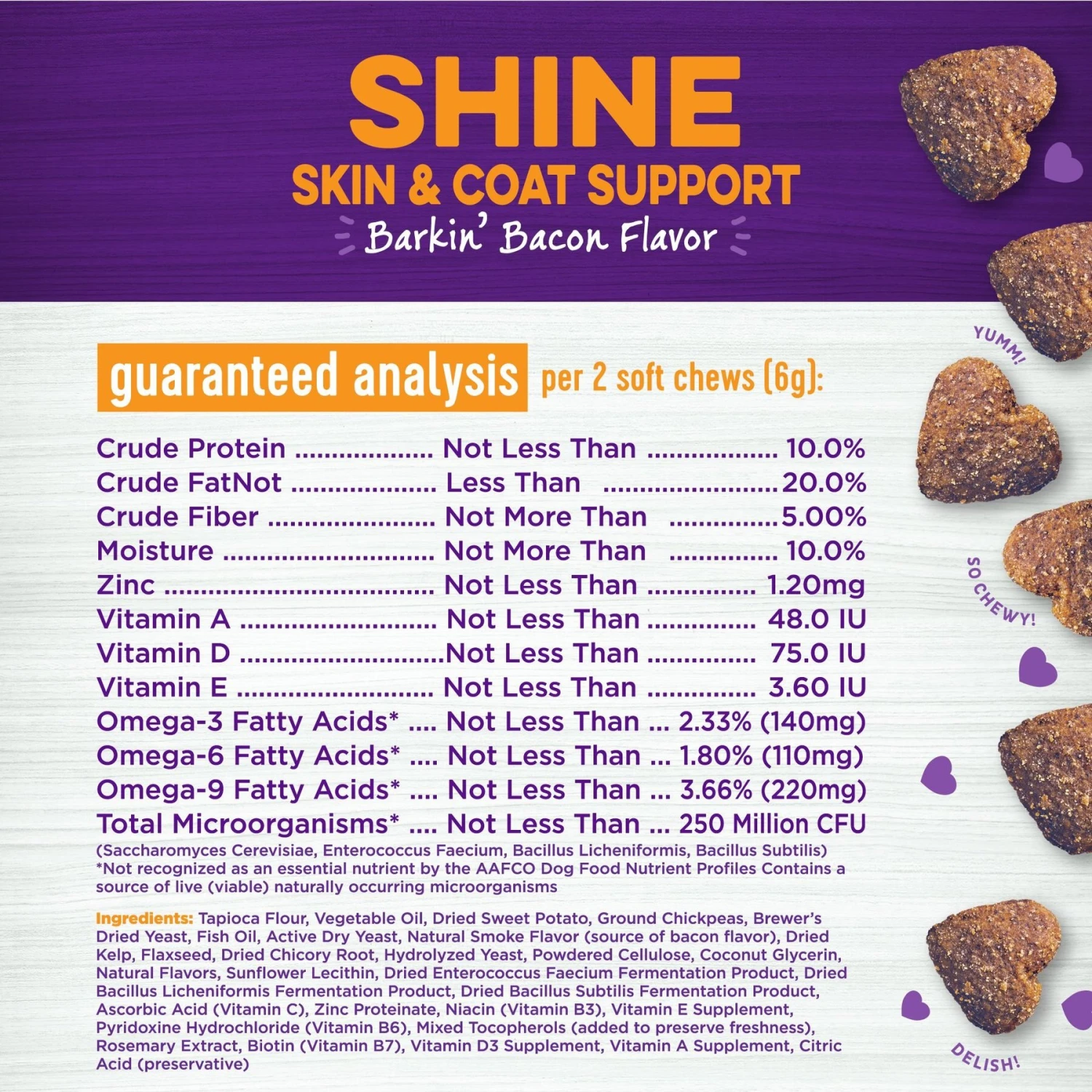Wellness Shine Skin & Coat Bacon Flavor Chew Supplements For Dogs 6 Wellness Shine Skin & Coat Bacon Flavor Chew Supplements For Dogs - Image 6
