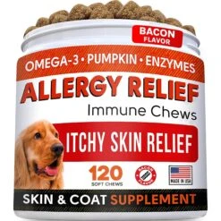 StrellaLab Anti Itch Allergy Relief Omega Bacon Flavor Dog Chews