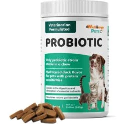 Wellnergy Pets Probiotics & Prebiotics Supplement For Cats & Dogs, 160 Count