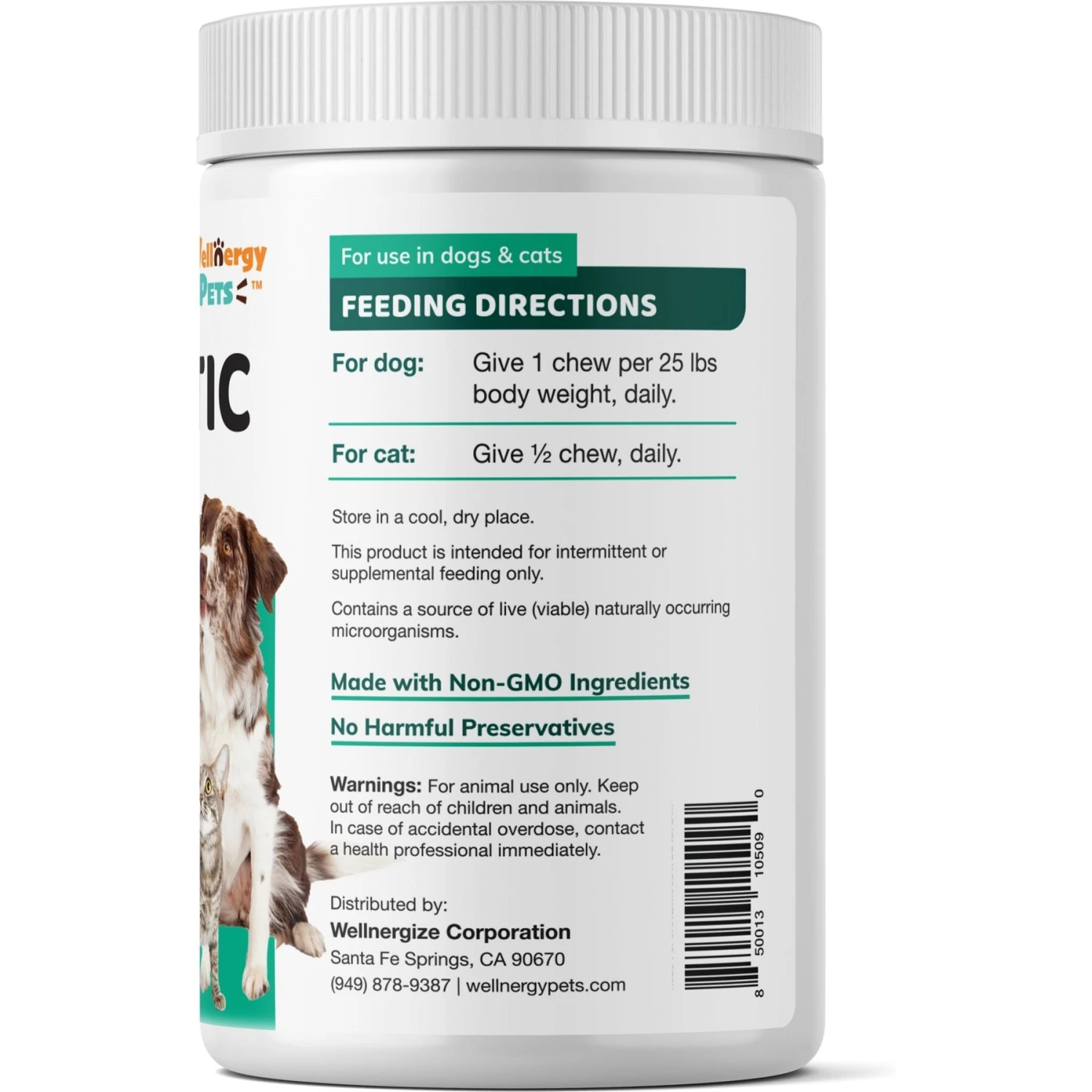 Wellnergy Pets Probiotics & Prebiotics Supplement For Cats & Dogs, 160 Count 3 Wellnergy Pets Probiotics & Prebiotics Supplement For Cats & Dogs, 160 Count - Image 3