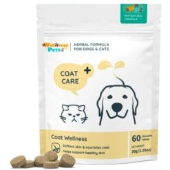 Wellnergy Pets Herbal Qbow Coat Care Supplement For Dogs & Cats, 60 Count