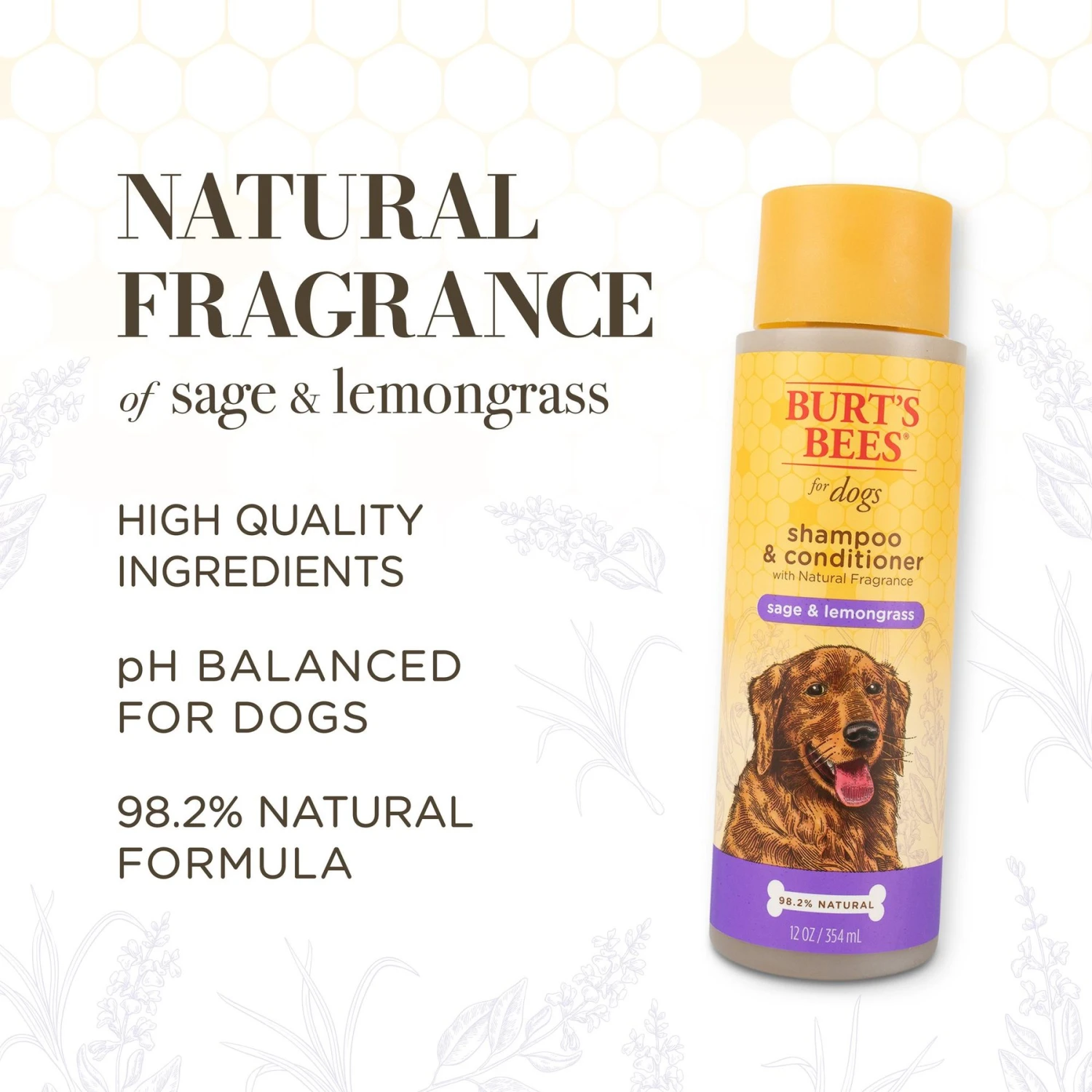 Burt's Bees Lemongrass & Sage Scented Dog Shampoo & Conditioner, 12-oz Bottle 4 Burt's Bees Lemongrass & Sage Scented Dog Shampoo & Conditioner, 12-oz Bottle - Image 4