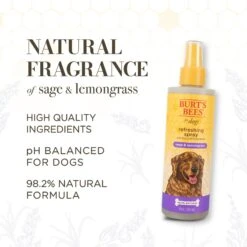 Burt's Bees Sage & Lemongrass Scented Dog Deodorizing Spray, 8-oz Bottle -Pet Wellness 730039 PT3. AC SS1800 V1676751807