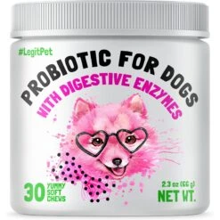 Legitpet Natural Digestive Enzymes Chicken Flavored Chews Probiotic Supplement For Adult Dogs, 30 Count