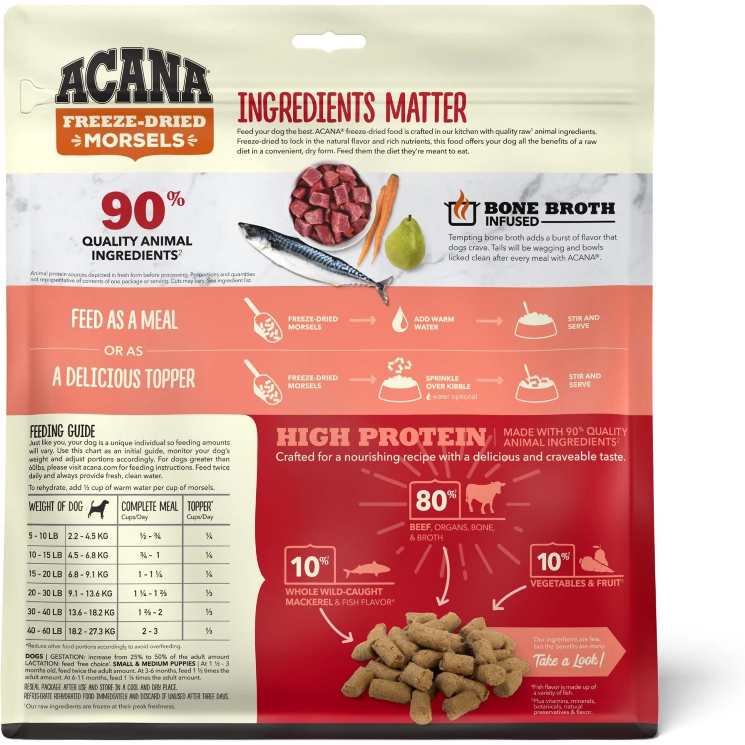 ACANA Ranch-Raised Beef Recipe Morsels Grain-Free Freeze-Dried Dog Food & Topper, 8-oz Bag 2 ACANA Ranch-Raised Beef Recipe Morsels Grain-Free Freeze-Dried Dog Food & Topper, 8-oz Bag - Image 2