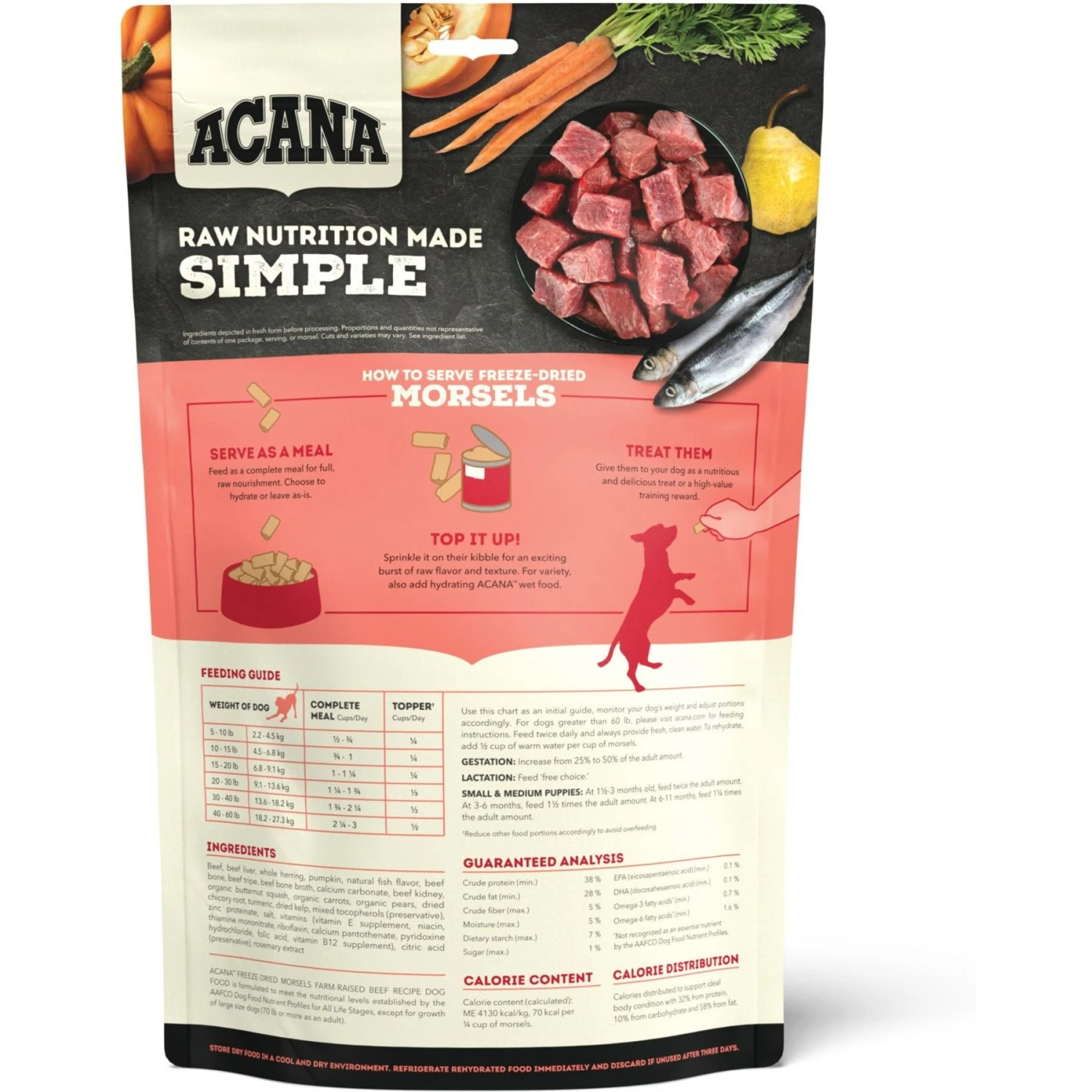 ACANA Ranch-Raised Beef Recipe Morsels Grain-Free Freeze-Dried Dog Food & Topper, 8-oz Bag 3 ACANA Ranch-Raised Beef Recipe Morsels Grain-Free Freeze-Dried Dog Food & Topper, 8-oz Bag - Image 3