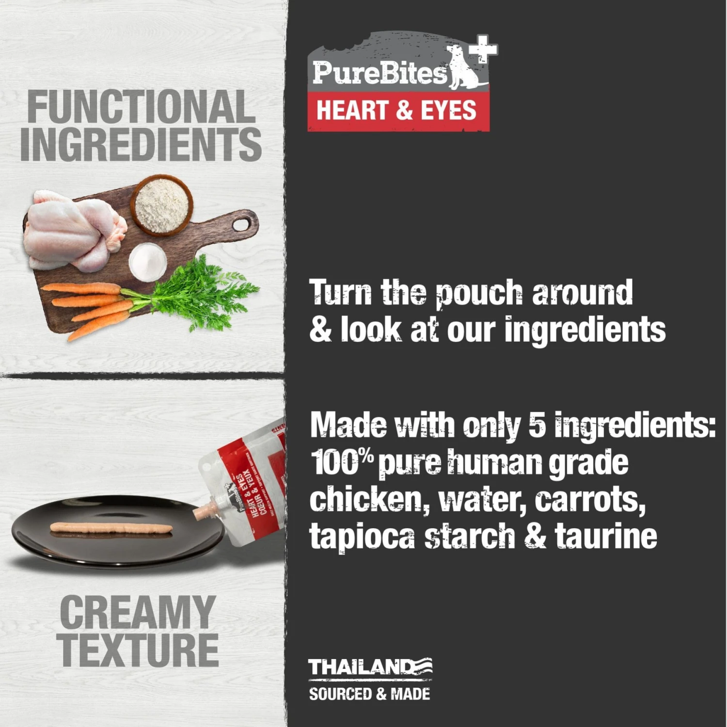 PureBites Plus Squeezables- Heart & Eyes Dog Food Toppings 3 PureBites Plus Squeezables- Heart & Eyes Dog Food Toppings - Image 3