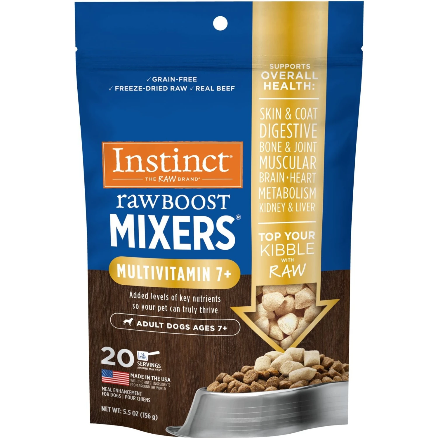 Instinct Boost Mixers Multivitamin Grain-Free Freeze-Dried Raw Adult 7+ Dog Food Topper 1 Instinct Boost Mixers Multivitamin Grain-Free Freeze-Dried Raw Adult 7+ Dog Food Topper