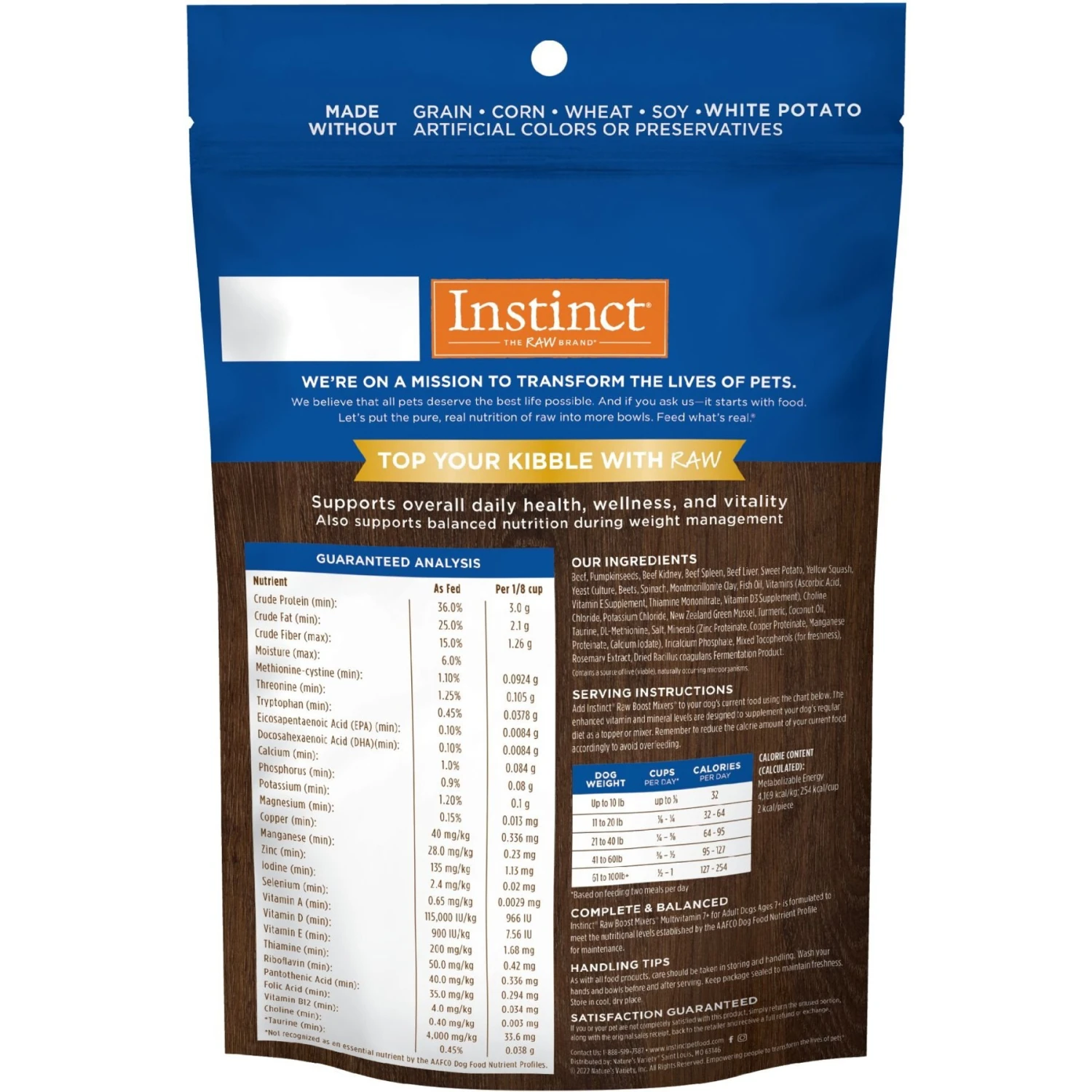 Instinct Boost Mixers Multivitamin Grain-Free Freeze-Dried Raw Adult 7+ Dog Food Topper 2 Instinct Boost Mixers Multivitamin Grain-Free Freeze-Dried Raw Adult 7+ Dog Food Topper - Image 2