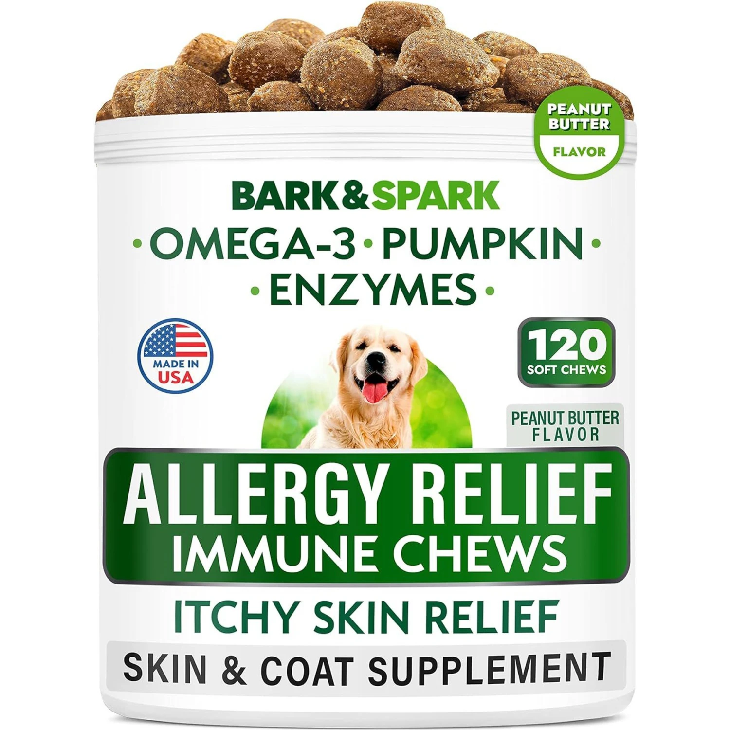 Bark&Spark Allergy Relief Immune Chews Dog Treats Skin & Coat Supplement 1 Bark&Spark Allergy Relief Immune Chews Dog Treats Skin & Coat Supplement