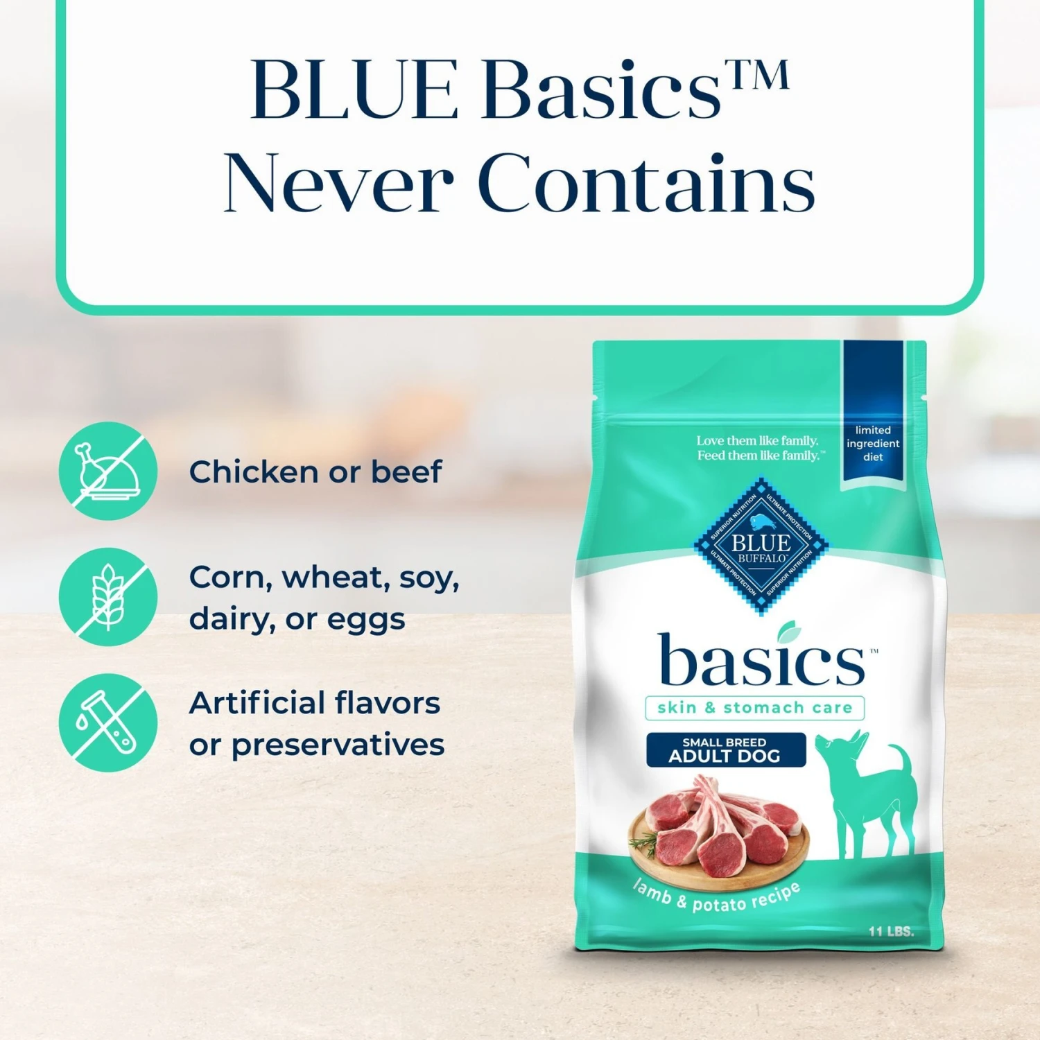 Blue Buffalo Basics Skin & Stomach Care Grain-Free Formula Lamb & Potato Recipe Small Breed Adult Dry Dog Food 6 Blue Buffalo Basics Skin & Stomach Care Grain-Free Formula Lamb & Potato Recipe Small Breed Adult Dry Dog Food - Image 6