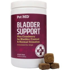 Pet MD Bladder Support Plus Cranberry Dog Supplement, 60 Count