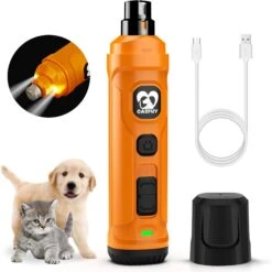 Casfuy 2 LED Light Cat & Dog Nail Grinder, Orange