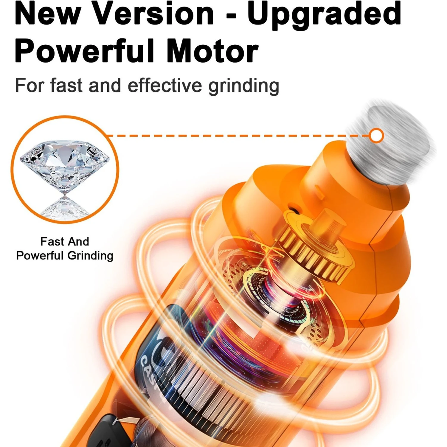 Casfuy 2 LED Light Cat & Dog Nail Grinder, Orange 3 Casfuy 2 LED Light Cat & Dog Nail Grinder, Orange - Image 3