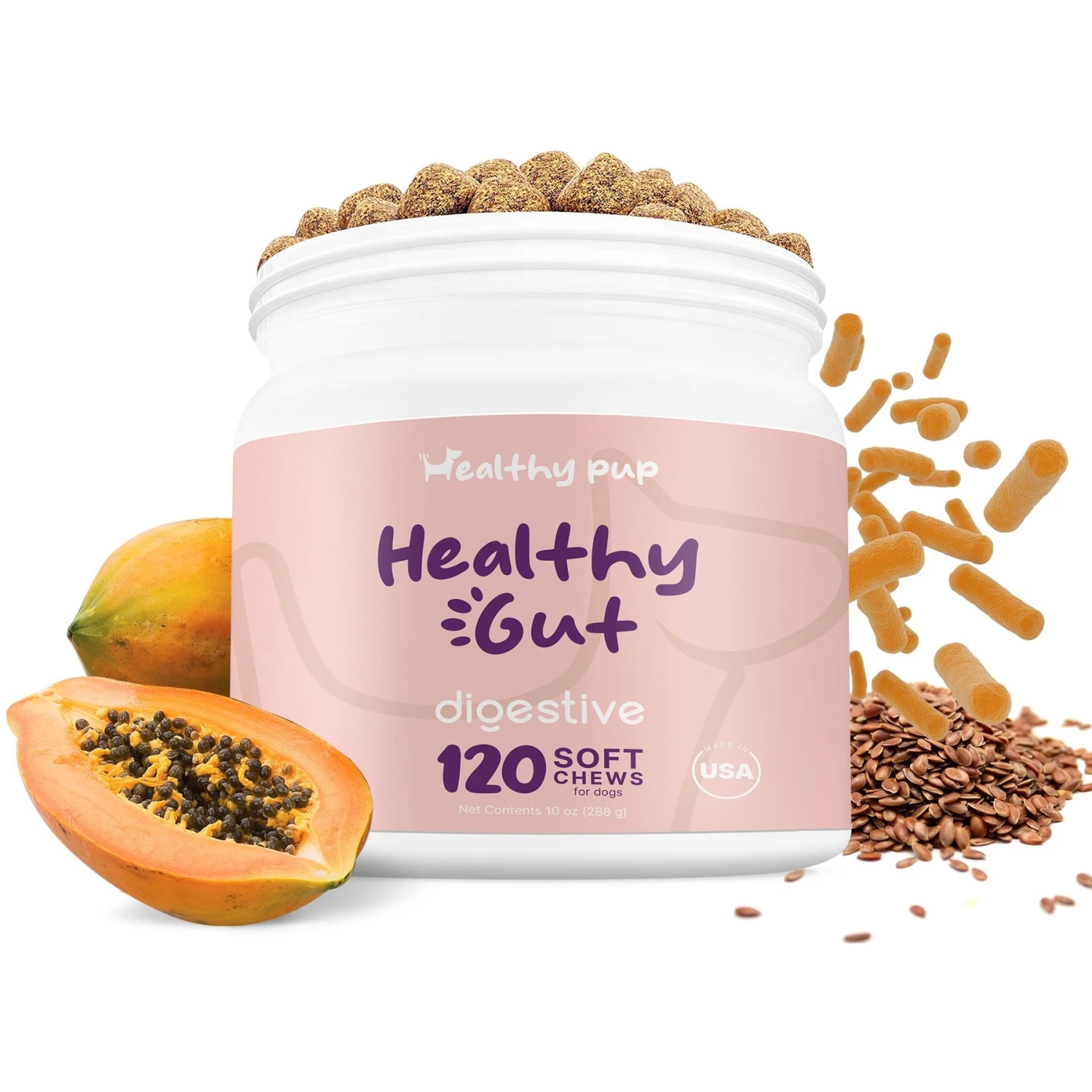 Healthy Pup Probiotic Soft Chews Digestive Aid For Dogs, 120 Count 1 Healthy Pup Probiotic Soft Chews Digestive Aid For Dogs, 120 Count