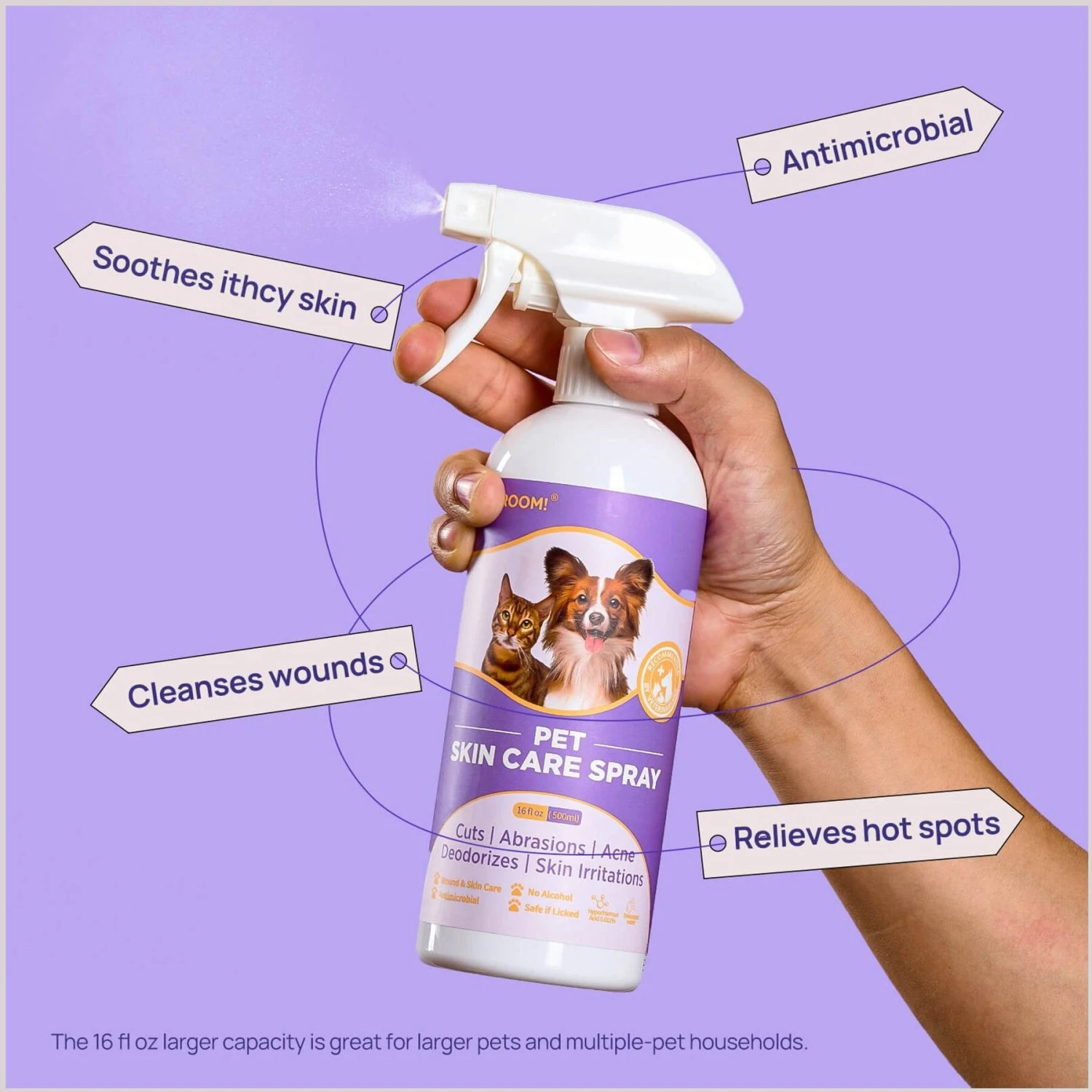 HICC PET Skin Care Relief Cat & Dog Spray, 16-oz Bottle 3 HICC PET Skin Care Relief Cat & Dog Spray, 16-oz Bottle - Image 3